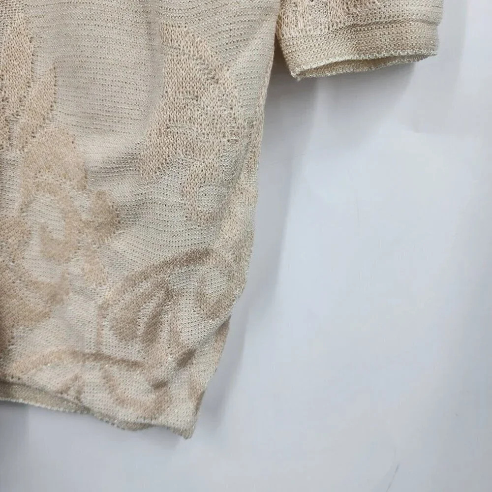 Chicos Women's Double V Neck Baroque 3/4 Sleeve Patterned Sweater Size M NWT - Picture 4 of 9